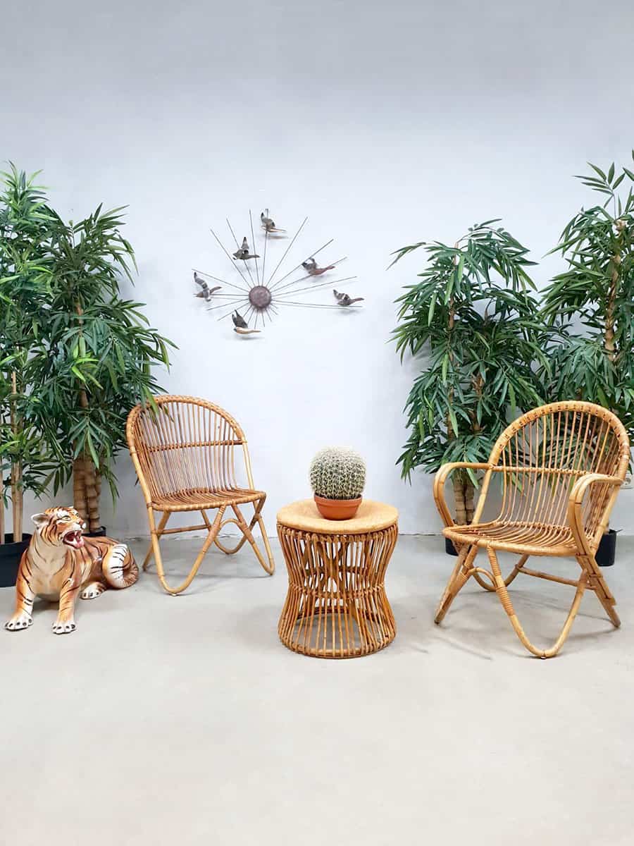 Vintage design rattan lounge set rotan stoelen Rohe Noordwolde | Bestwelhip