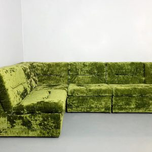 Green velvet modular sofa seating group bank groen modulair elementen