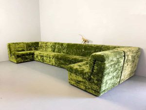 Design vintage groene velvet modulaire groep bank losse elementen seating group modular green