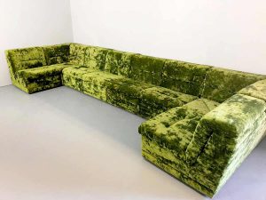 Bank sofa vintage design groen green velver modular modulair elementen elements seating group groep