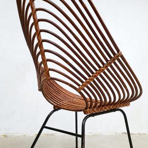 vintage Dutch design chair rotan lounge stoel Rohe