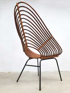 vintage Dutch design lounge chair bamboo chair stoel rotan vlechtwerk bamboo bamboe