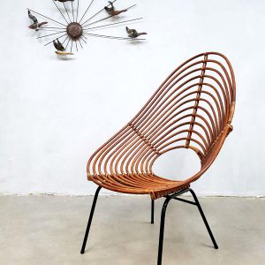 Vintage dutch design bamboo lounge chair bamboe stoel Rohe Noordwolde