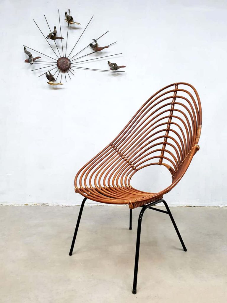 Vintage dutch design bamboo lounge chair bamboe stoel Rohe Noordwolde