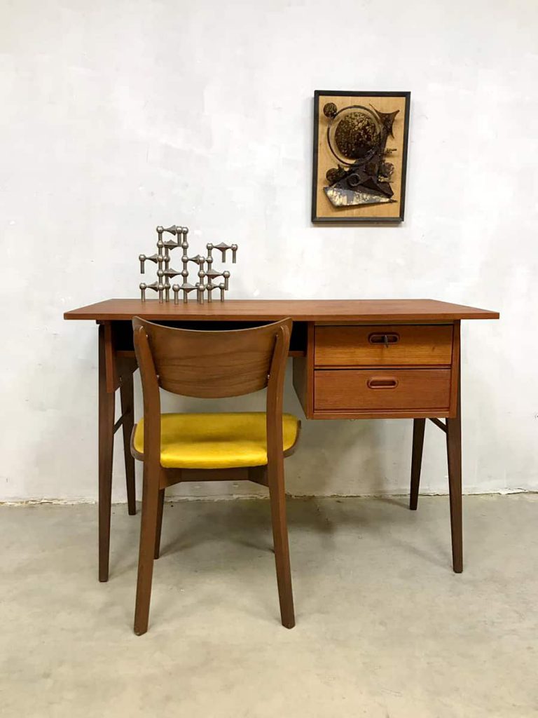 Midcentury Dutch design teak desk vintage bureau