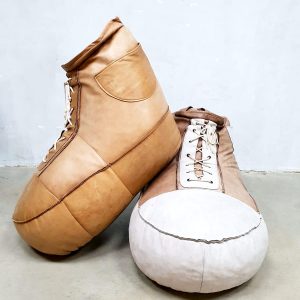 Vintage De Sede leather sneaker shoe Bean Bag ottoman footstool zitzak kids