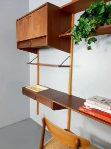 vintage bureau desk modular wall unit cabinet teak wood