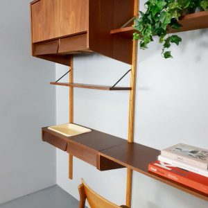 vintage bureau desk modular wall unit cabinet teak wood