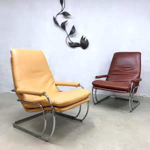 Vintage Dutch tube armchairs lounge fauteuils Jan de Bouvrie Gelderland