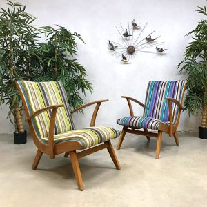 Vintage Dutch design armchairs Bicolor lounge fauteuils
