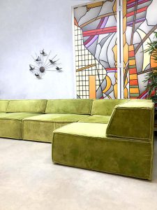 vintage German design sofa lime green velvet modular sofa bank