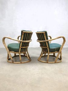 vintage rotan rattan arm chair bamboe fauteuils