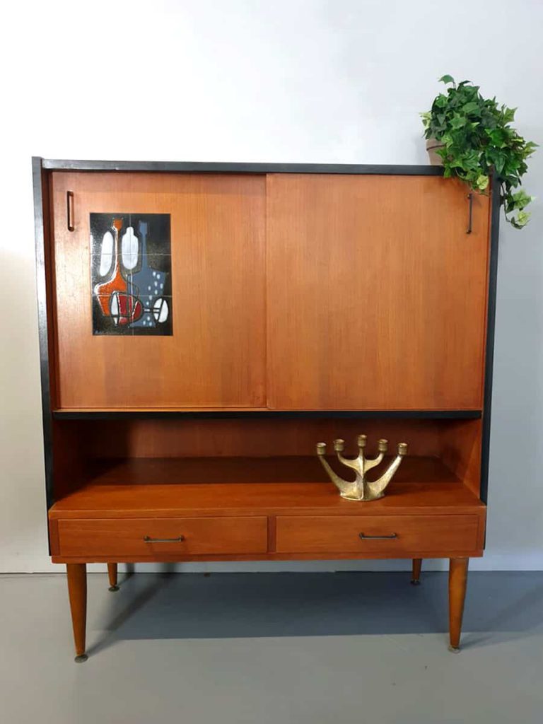 Vintage Danish design highboard wandkast dranken cabinet