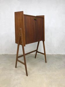 Secretaire cabinet kast teak wood midcentury vintage Danish design