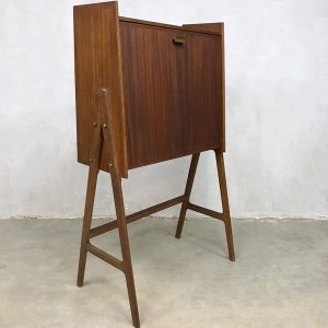 Secretaire cabinet kast teak wood midcentury vintage Danish design