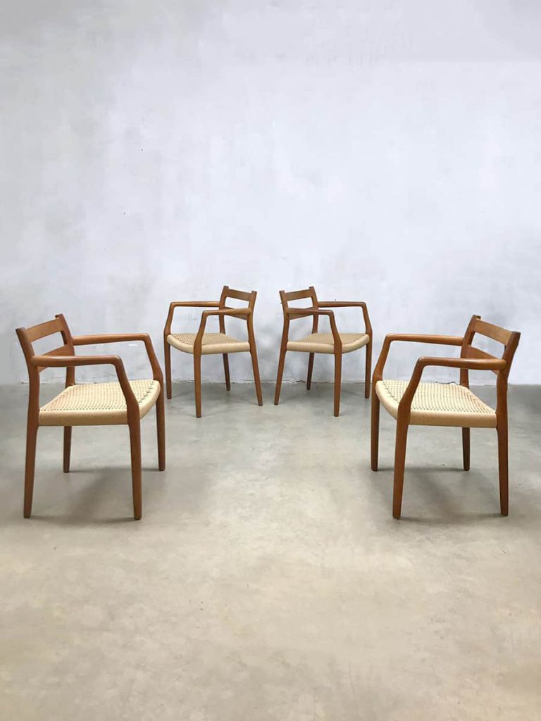 Vintage Danish dining chairs Niels O. Møller eetkamerstoelen No.67