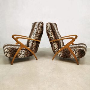 Vintage Danish design lounge chairs print arm chairs Tiger cheetah