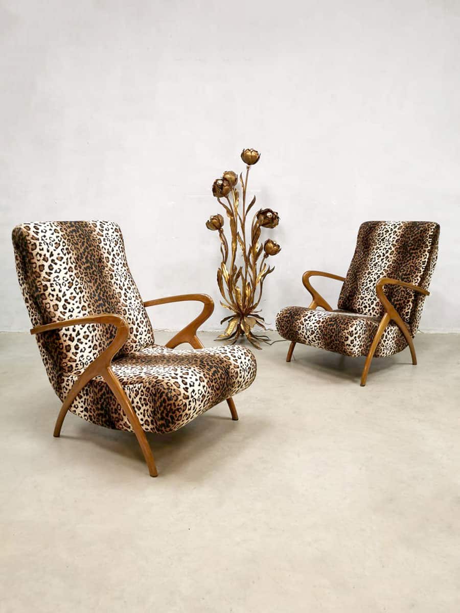ijsje Maak het zwaar Normalisatie Vintage Danish design lounge chairs print arm chairs Tiger cheetah |  Bestwelhip