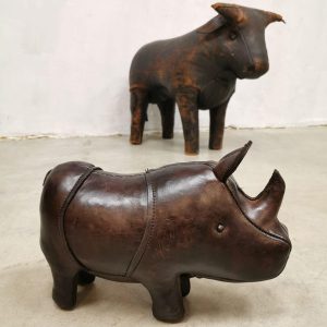 Vintage leather Rhino neushoorn Dimitri Omersa