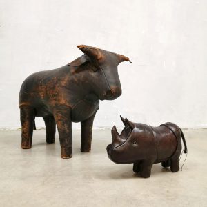 Leren neushoorn vintage Dimitri Omersa leather rhino
