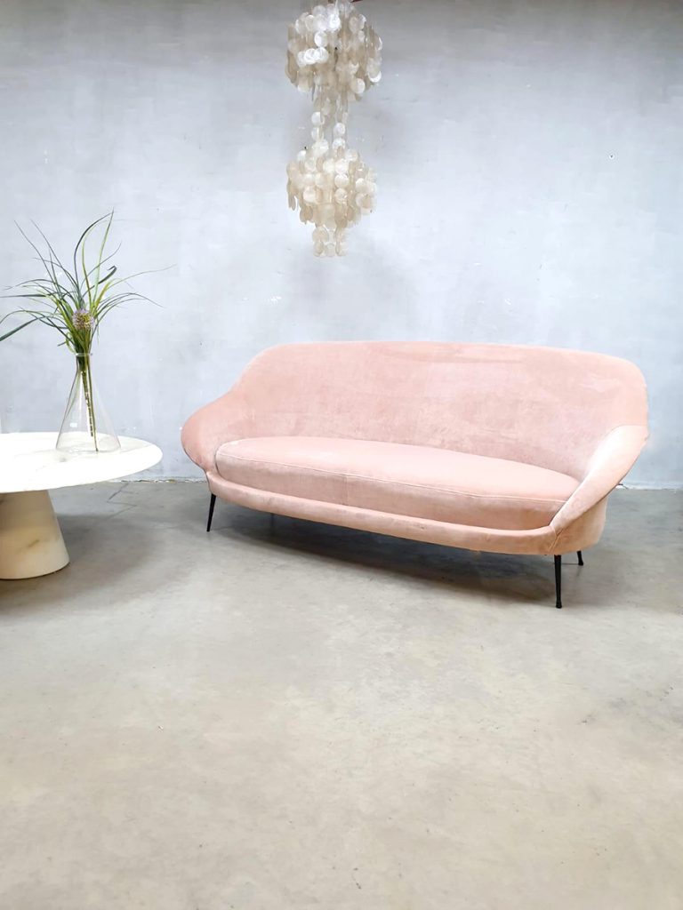 midcentury Italian design sofa bank velvet