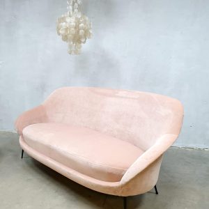 vintage sofa velvet bank pink roze canapé fifties sixties Italian Zanuso style