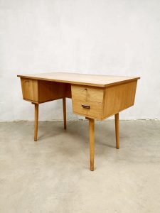 vintage French design desk nederlands bureau light beech birch