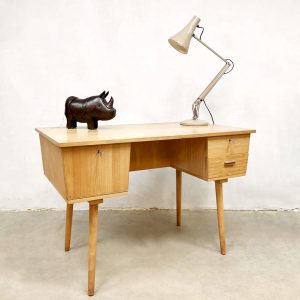 vintage french design desk light wood bureau industrieel frans