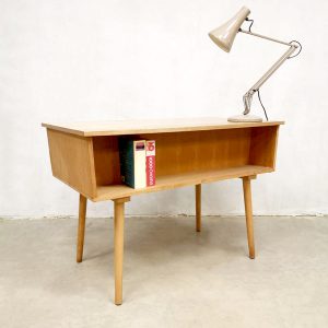 vintage dutch office desk light oak birch beech wood bureau
