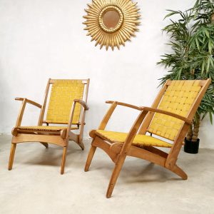 Tuinset outdoor webbing strap folding chair klapstoel armchair vintage Italian design