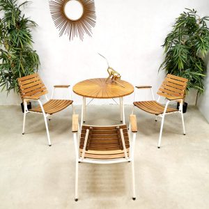 Midcentury design garden diningset chairs table outdoor small tuinset Daneline Denmark
