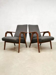 midcentury lounge chairs Dutch design armchairs grey