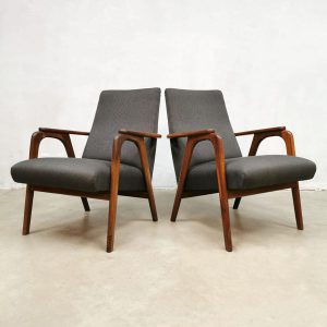 midcentury lounge chairs Dutch design armchairs grey