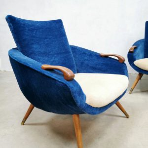 Velvet Danish vintage fauteuille lounge armchair design fauteuil retro velours jaren 50 fifties