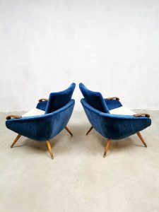 Lounge chairs velvet Danish design fauteuils vintage retro