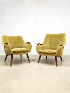 Midcentury armchairs Dutch design green vintage fauteuils