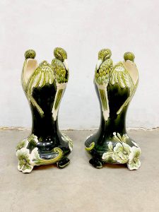 Art Deco ceramic vase vultures Birds hand made porseleinen vaas