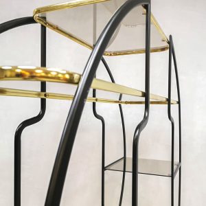 midcentury design brass display bookcase room divider Italian design wandkast etagère