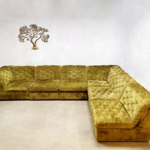 Vintage velvet green modular velvet sofa lounge bank Laauser