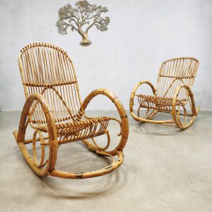 Vintage rattan rocking chair rotan schommelstoel Rohe Noordwolde