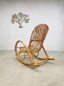 vintage sixties rattan rocking chair rotan schommelstoel Rohe Noordwolde Dutch design