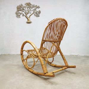 vintage sixties rattan rocking chair rotan schommelstoel Rohe Noordwolde Dutch design