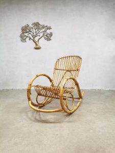 Dutch design schommelstoel bamboe rotan rocking chair rattan