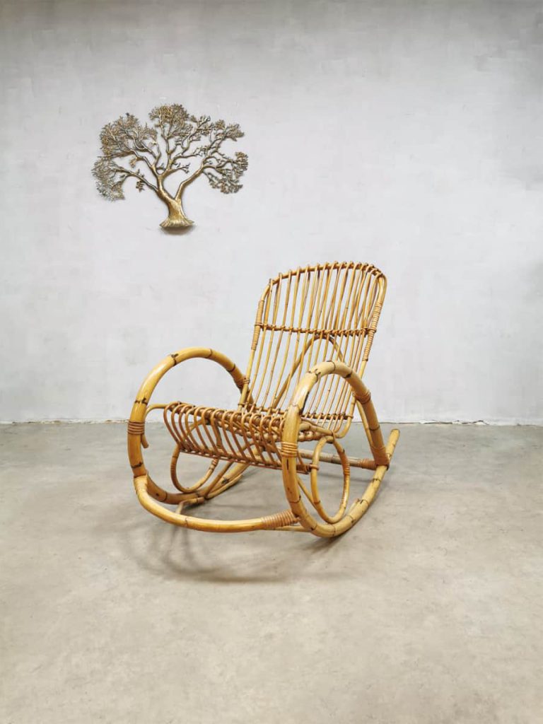 Vintage Rattan Rocking Chair Rotan Schommelstoel Rohe Noordwolde