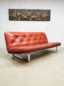 Vintage Dutch design leather sofa bank Artifort Kho Liang Ie