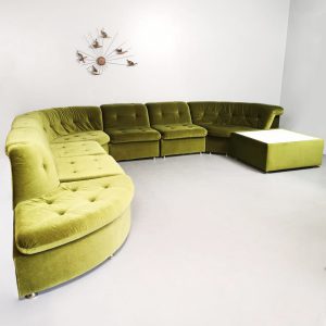 Vintage velvet green modular sofa modulair lounge bank 'Green spirit'
