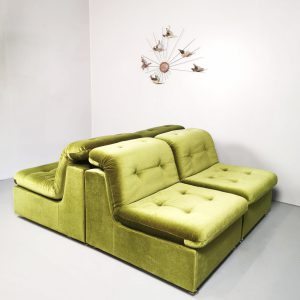 Groen velvet green sofa lounge bank elementen modular vintage
