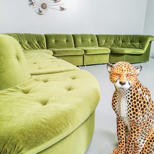Green modular groen modulaire elementen lounge bank sofa velvet vintage groen
