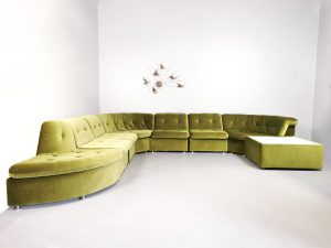 Vintage velvet green modular sofa modulair lounge bank 'Green spirit'