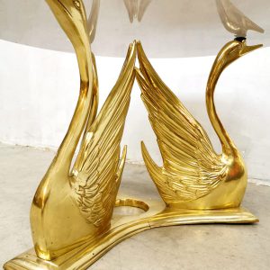 brass swan coffee table hollywood regency gold salontafel zwanen